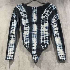 ALLSAINTS Raffi Velvet Tie Dye Teddy Bodysuit Blue & Gray Marl Size 2 NWT